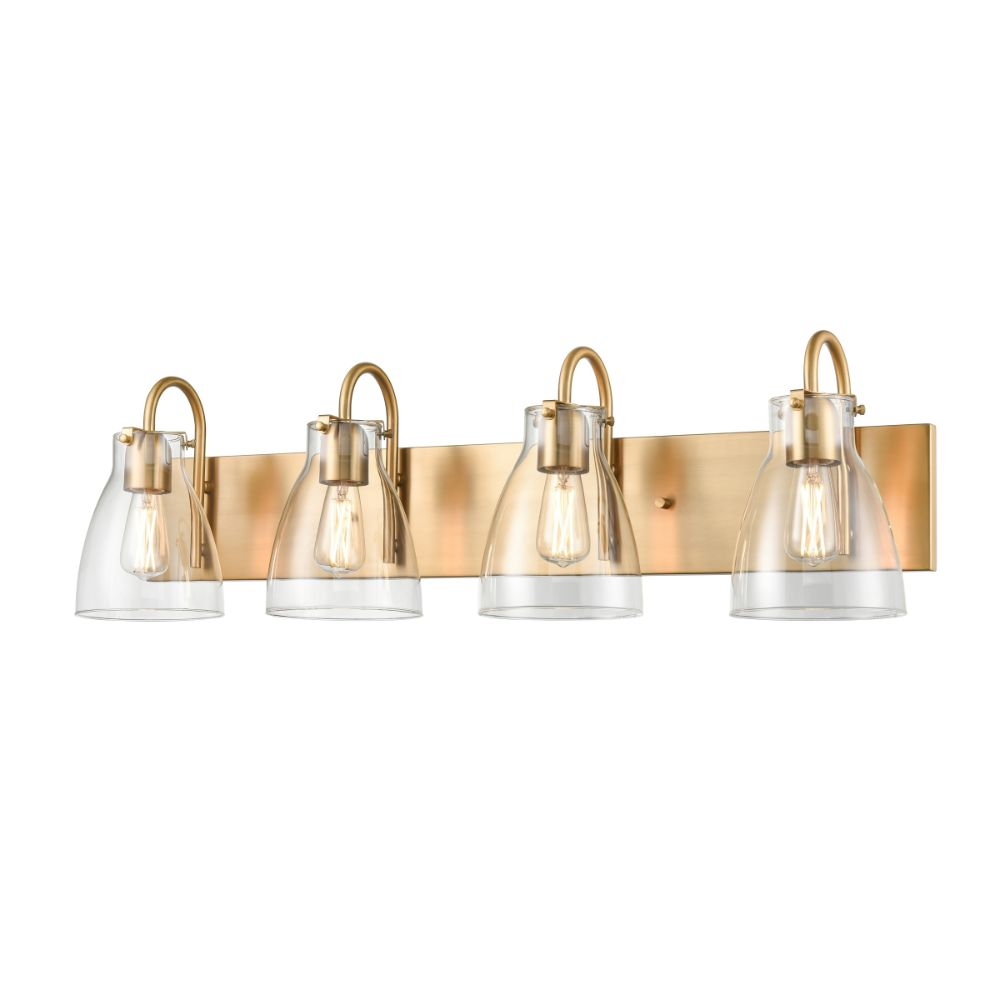DVI Lighting DVP47044BR-CL Emma 4 Light Vanity in Brass with Clear Glass