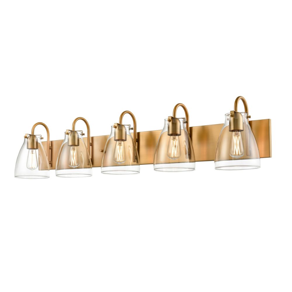 DVI Lighting DVP47055BR-CL Emma 5 Light Vanity in Brass with Clear Glass