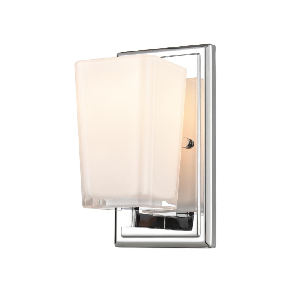 DVI Lighting DVP47901CH-SSOP Riverside Sconce - Chrome with Silk Screen Opal Glass