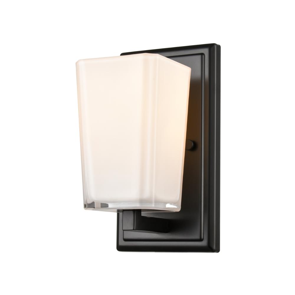 DVI Lighting DVP47901EB-SSOP Riverside Sconce - Ebony with Silk Screen Opal Glass