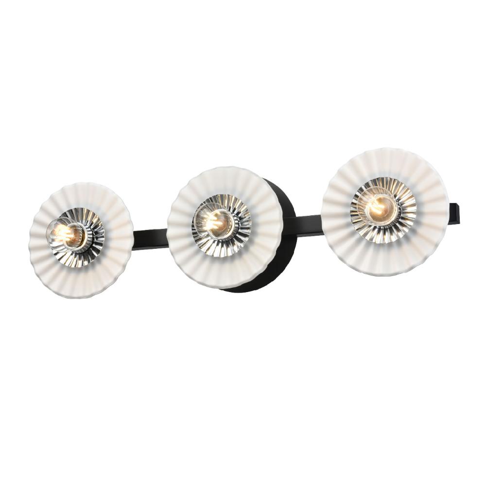 DVI Lighting DVP48843MF+EB-OP Waverly Heights 3 Light Vanity - Multiple Finishes and Ebony with Half Opal Glass
