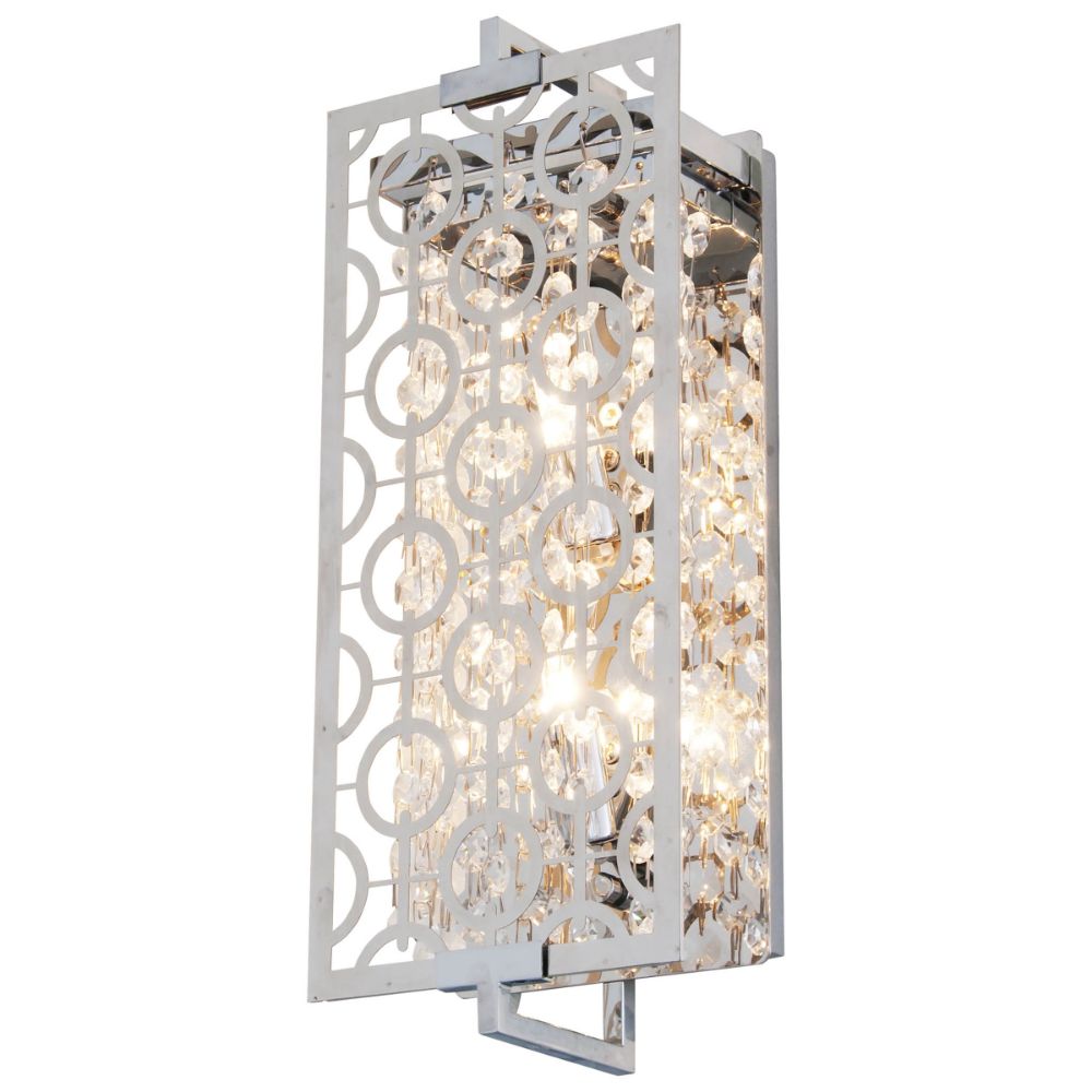 DVI Lighting DVP5863CH-CRY Eclipse 2 Light Sconce in Chrome with Optic Glass Inserts