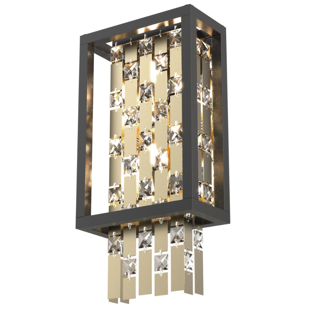 DVI Lighting DVP6301CPG/GR-CRY Amethyst 2 Light Sconce in Champagne Gold and Graphite with Optic Glass Inserts