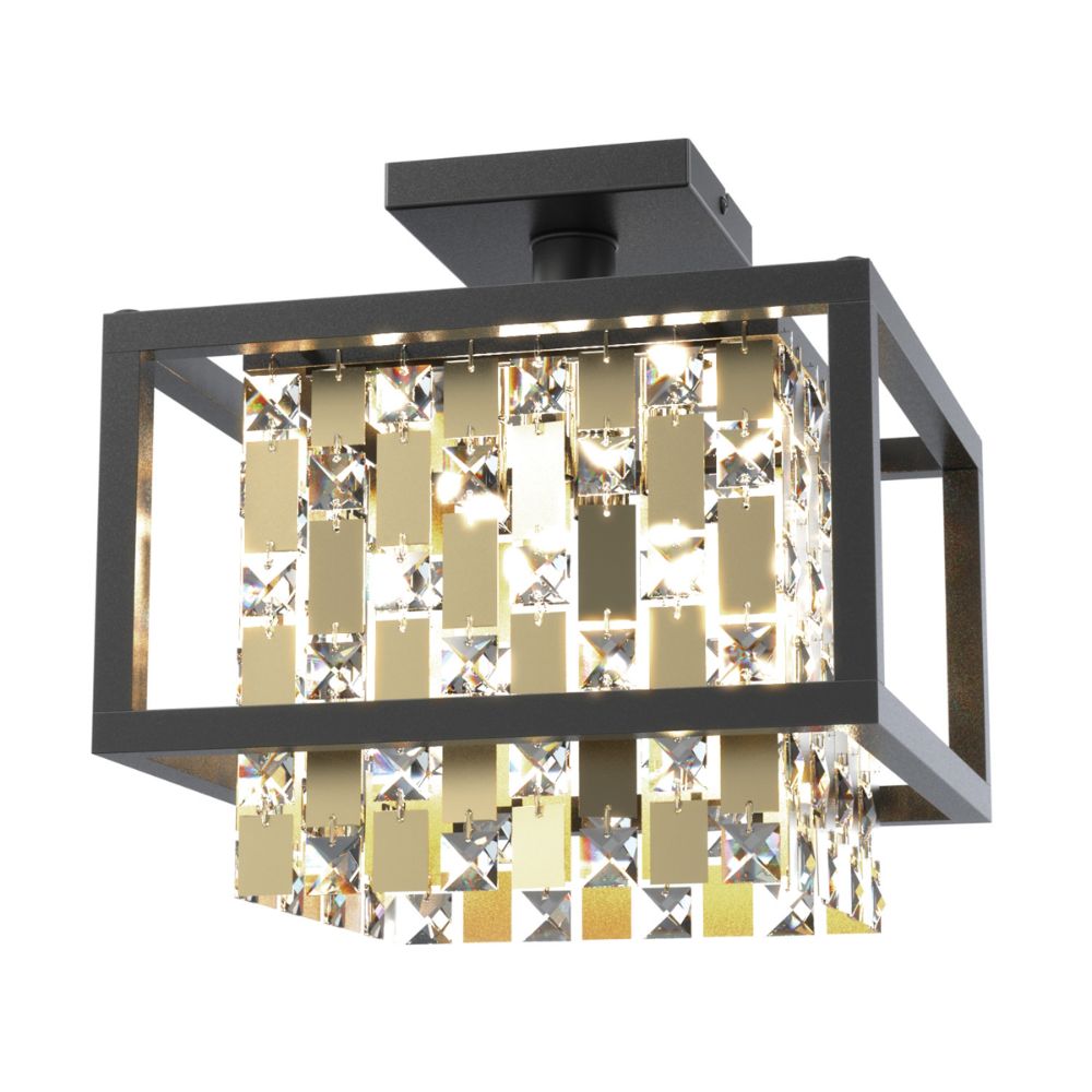 DVI Lighting DVP6311CPG/GR-CRY Amethyst 4 Light Small Semi-Flush Mount in Champagne Gold and Graphite with Optic Glass Inserts