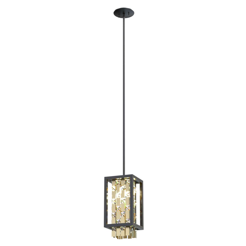 DVI Lighting DVP6321CPG/GR-CRY Amethyst Mini-Pendant in Champagne Gold and Graphite with Optic Glass Inserts