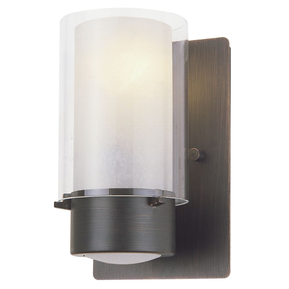 DVI Lighting DVP9001ORB-OP Essex Small Sconce in Oil Rubbed Bronze with Half Opal Glass