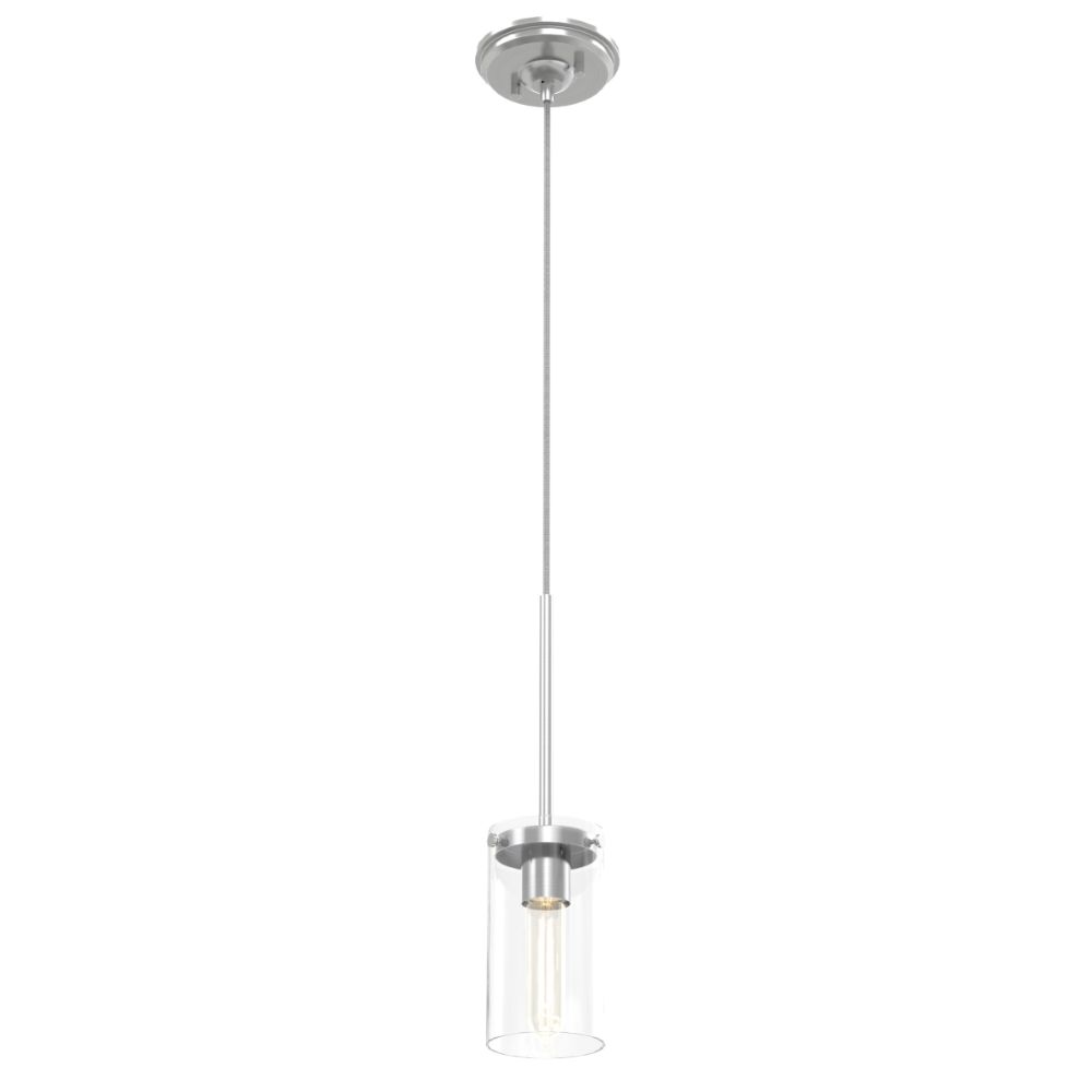 DVI Lighting DVP9051BN-CL Erin Pendant in Buffed Nickel with Clear Glass