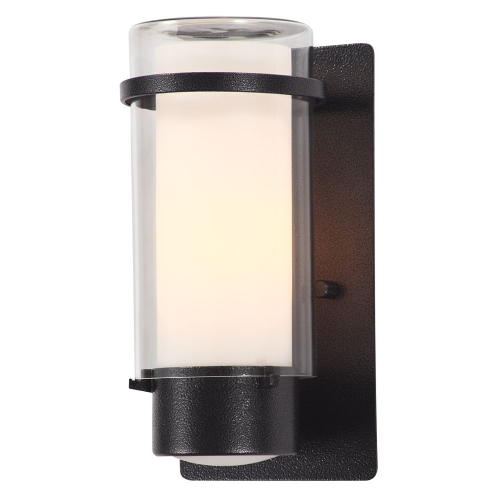 DVI Lighting DVP9072HB-OP Essex Outdoor Small Sconce in Hammered Black with Half Opal Glass