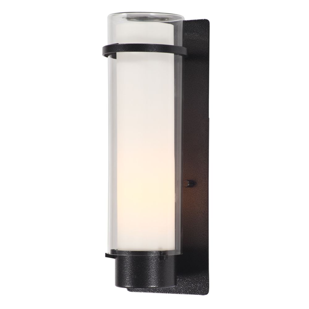 DVI Lighting DVP9073HB-OP Essex Outdoor Medium Sconce in Hammered Black with Half Opal Glass