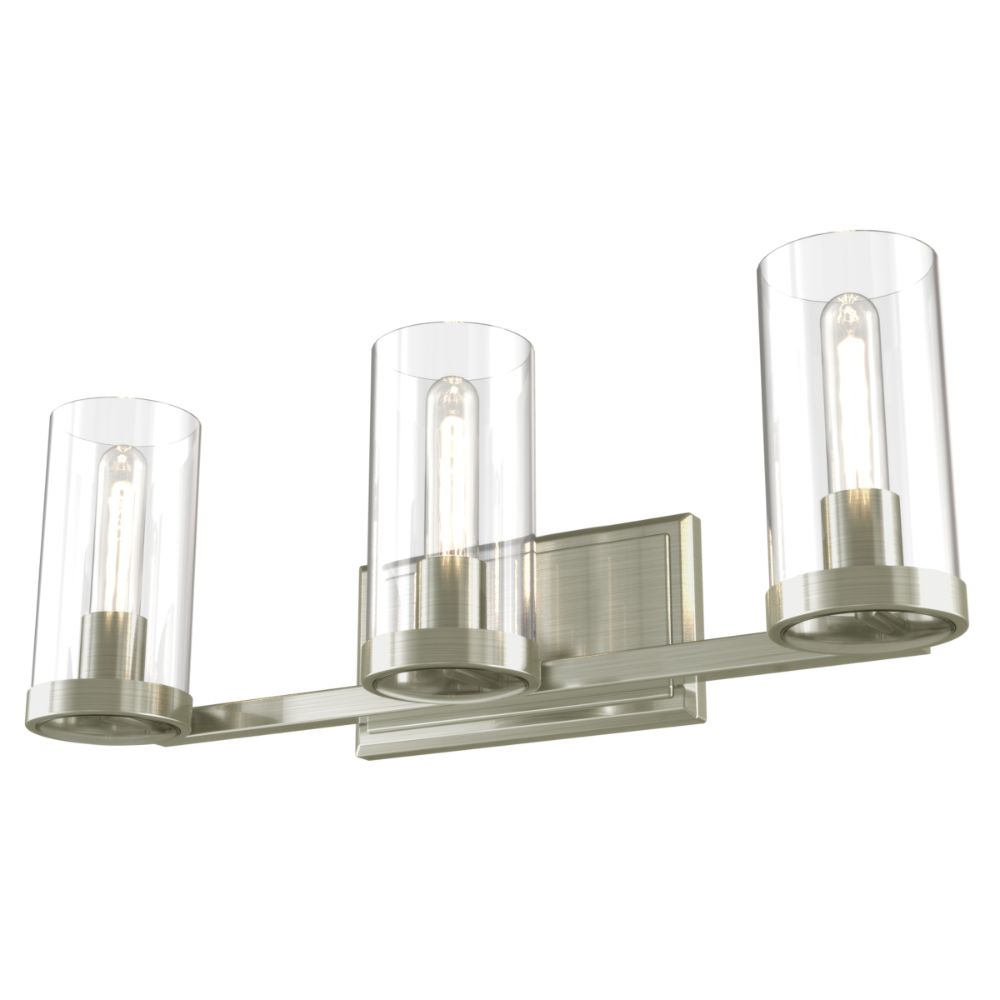 DVI Lighting DVP9083BN-CL Erin 3 Light Vanity in Buffed Nickel with Clear Glass