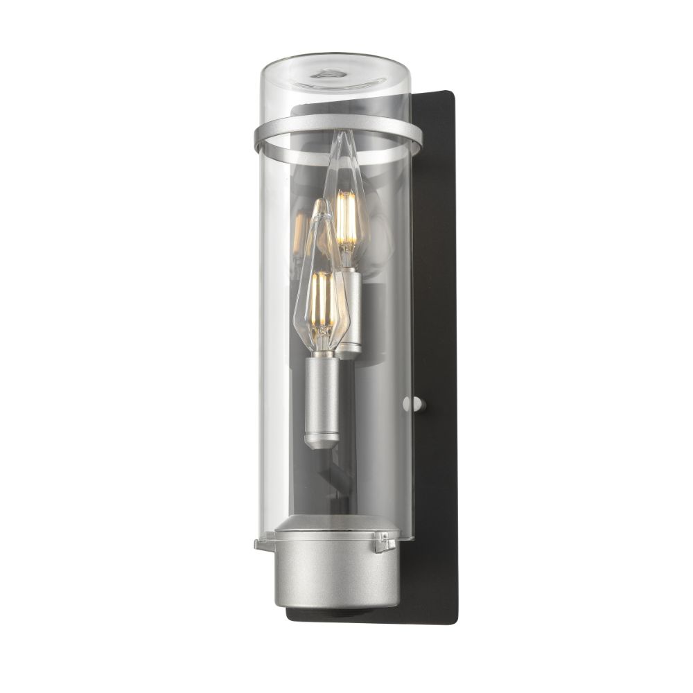 DVI Lighting DVP9263SS+BK-CL Exeter Outdoor 2 Light Medium Sconce in Stainless Steel and Black with Clear Glass