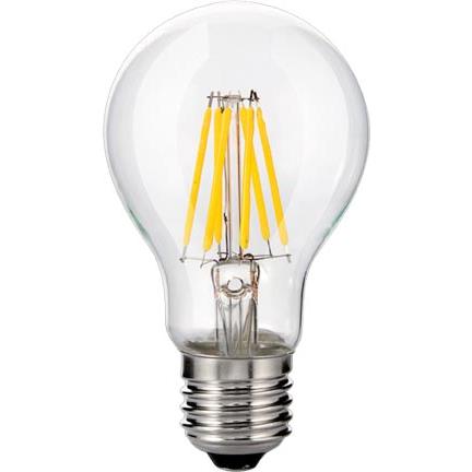 Dabmar Lighting DL-A60-LED6W-60K A60 E26 Base White LED 6W 120V 60K Filament Medium Base LED Lamp