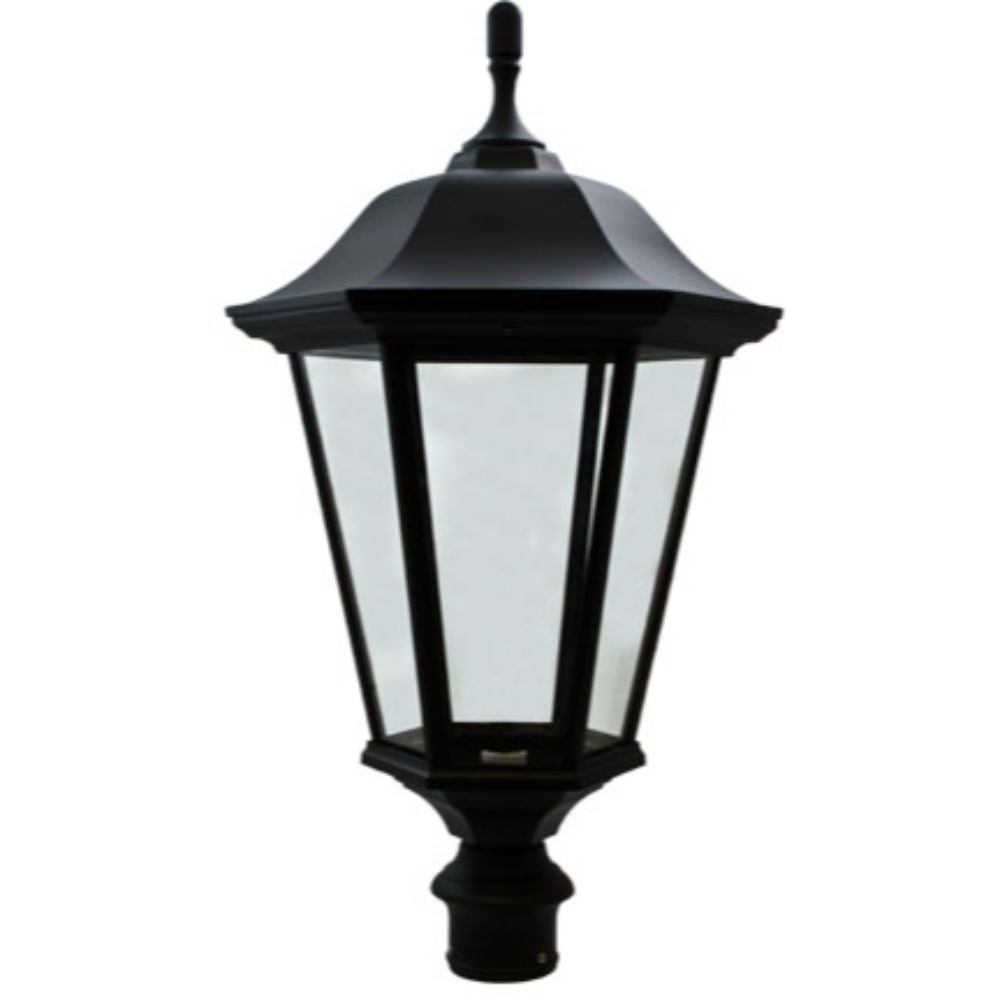 Dabmar Lighting GM225-B Large Post Top Fixture W/Clear Glass Incandescent 120 Volts in Black