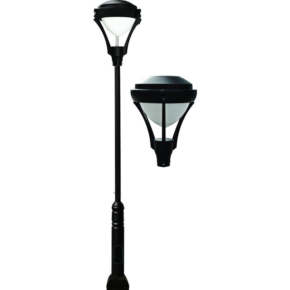 Dabmar Lighting GM5901-L20-50K-B Cast Alum 1 Post Top Fixture Pole + Base 120V-277V G24 LED 20W 50K in Black