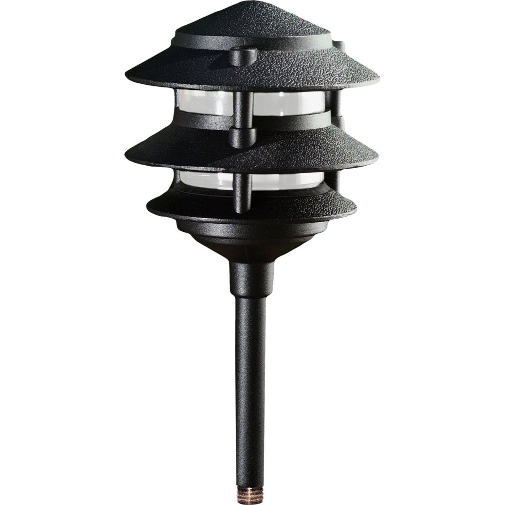 Dabmar Lighting LV102-10T-B Cast Alum Pagoda 3-Tier 1/2" Base 10" Top 12V 2-Pin No Lamp in Black