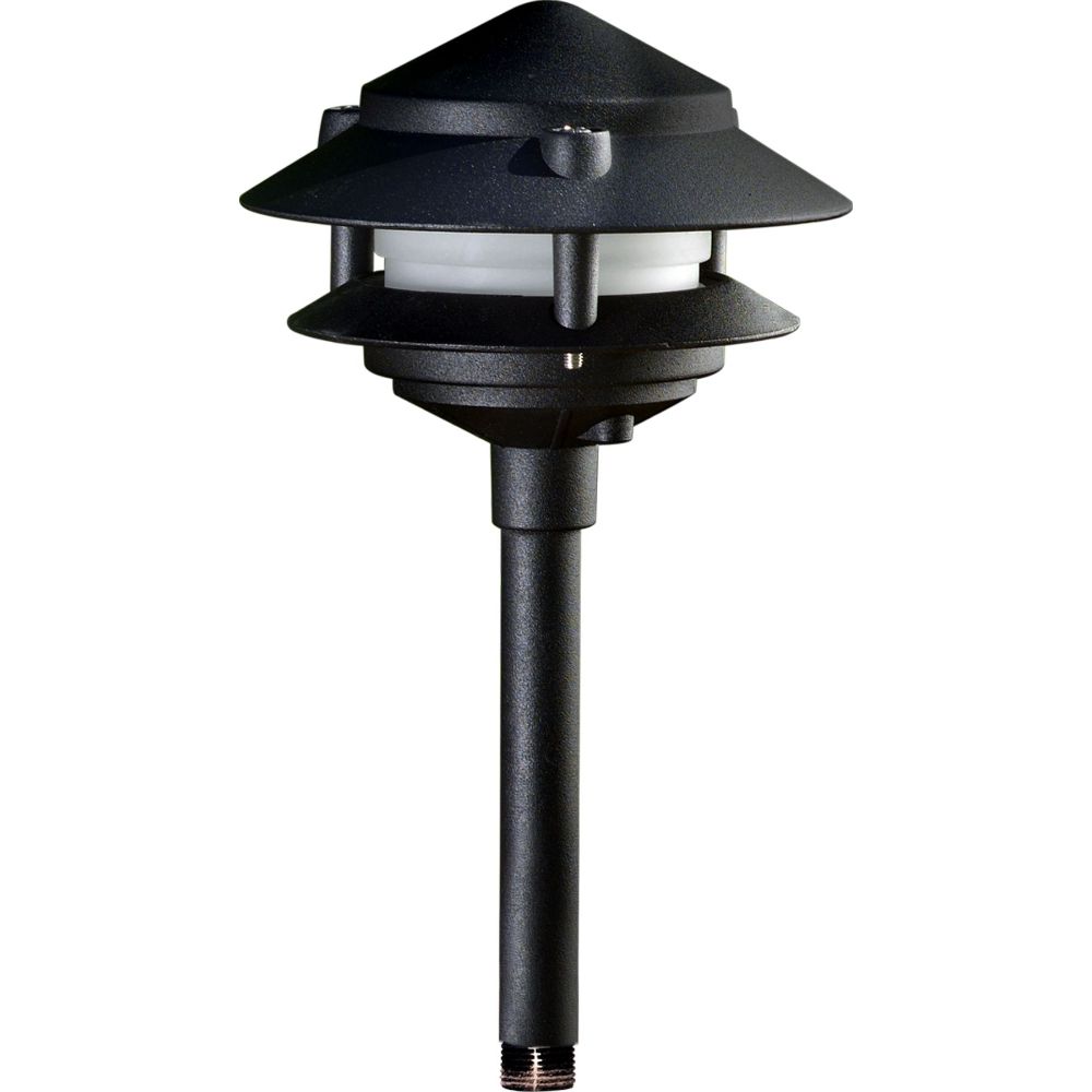 Dabmar Lighting LV102S-L3-64K-10T-B Cast Alum Pagoda 2-Tier 1/2" Base 10" Top 12V 2-Pin LED 3W 64K in Black