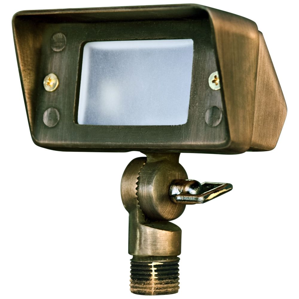 Dabmar Lighting LV116-WBS Brass Directional Area Flood Light with Hood in Weathered Brass
