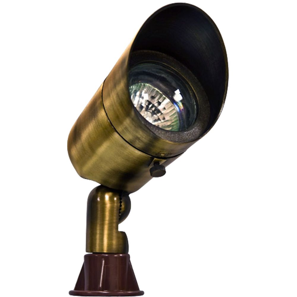 Dabmar Lighting LV131-L3-65K-ABS Brass Spot Light 12V 2-Pin LED 3W 65K Hood in Antique Brass