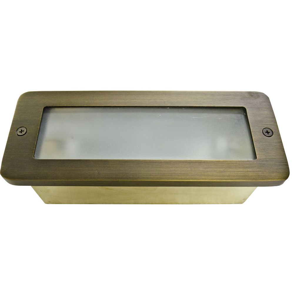 Dabmar Lighting LV630-WBS Brass Recessed Open Face Brick / Step / Wall Light in Weathered Brass