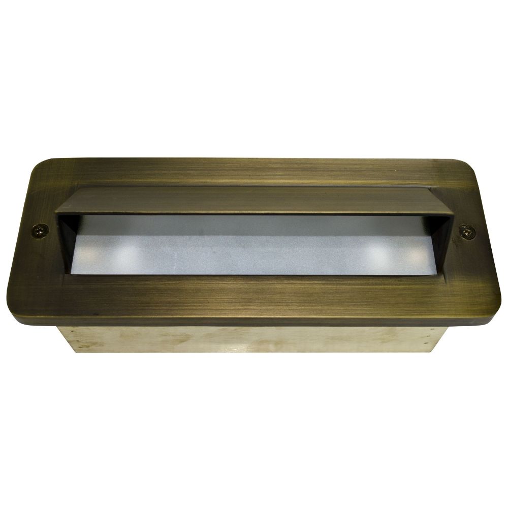 Dabmar Lighting LV631-WBS Hooded Brass Recessed Brick / Step / Wall Light in Weathered Brass