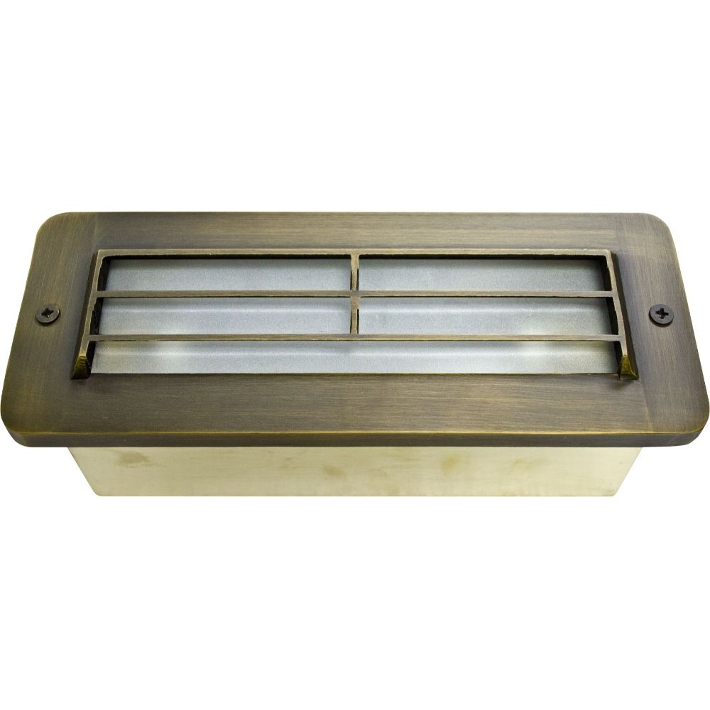 Dabmar Lighting LV632-WBS Brass Recessed Louvered Brick / Step / Wall Light in Weathered Brass