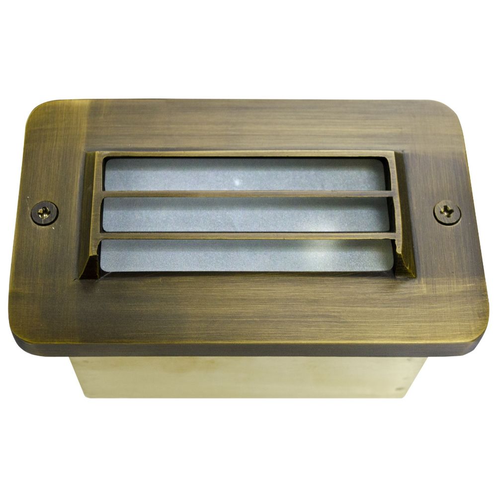 Dabmar Lighting LV637-WBS Brass Recessed Louvered Brick / Step / Wall Light in Weathered Brass