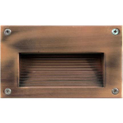 Dabmar Lighting LV655-ACP Cast Aluminum Recessed Hooded Brick / Step / Wall Light in Electro-Plated Antique Copper