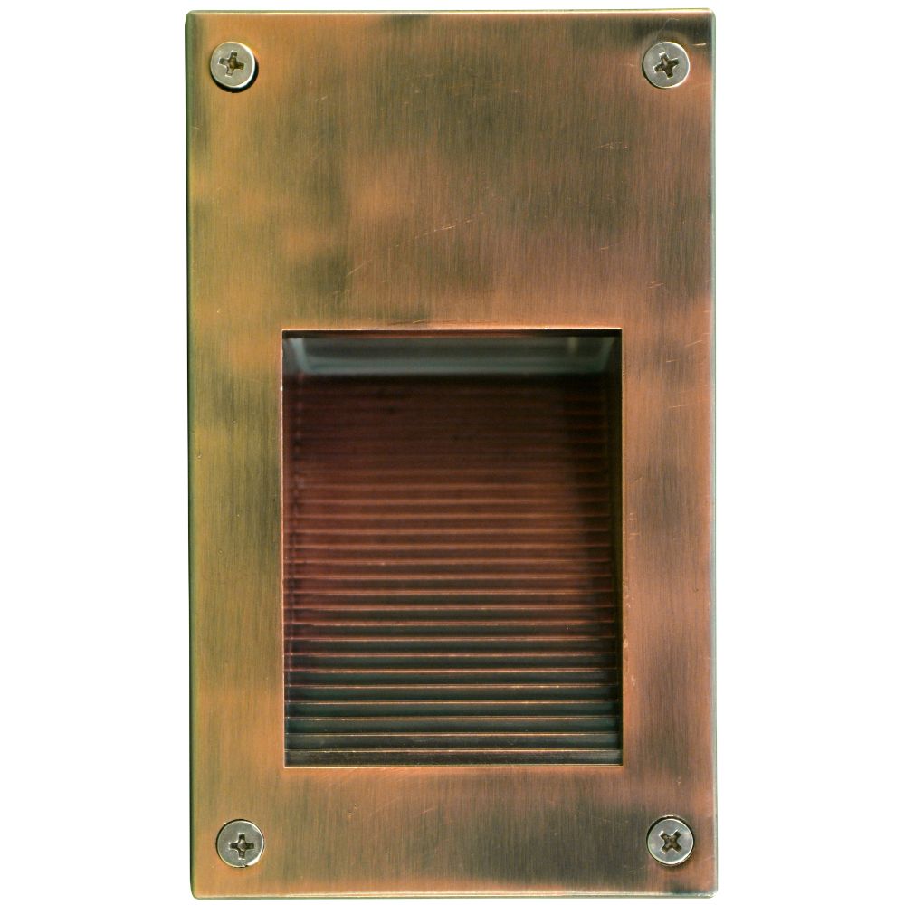Dabmar Lighting LV670-ACP Cast Aluminum Recessed Hooded Brick / Step / Wall Light in Electro-Plated Antique Copper