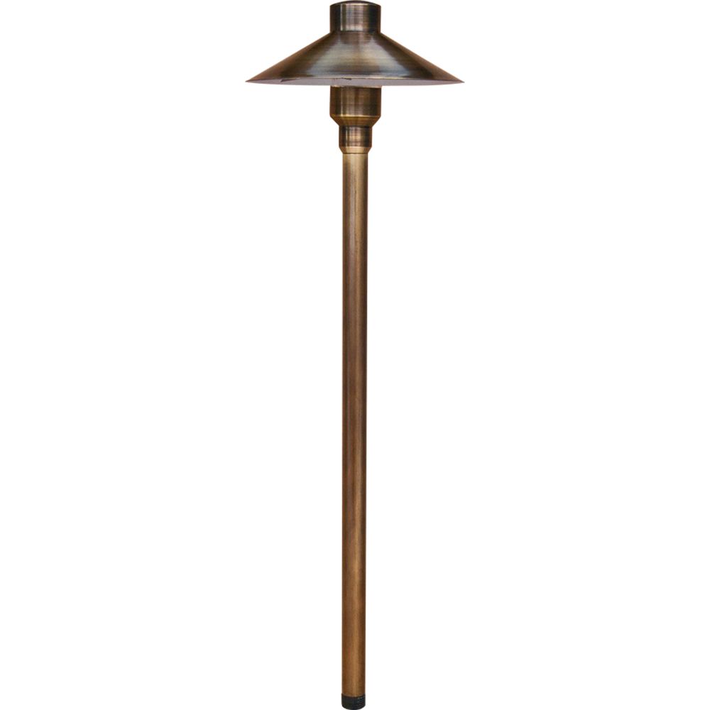 Dabmar Lighting LV75-WBS Large Top Solid Brass Path Light 20W JC 12V in Weathered Brass