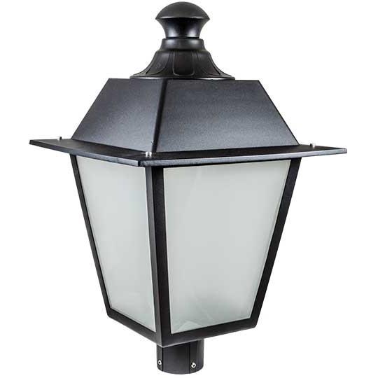 Dabmar Lighting GM224-B Large Post Top Fixture with Frosted Glass Incandescent 120V in Black