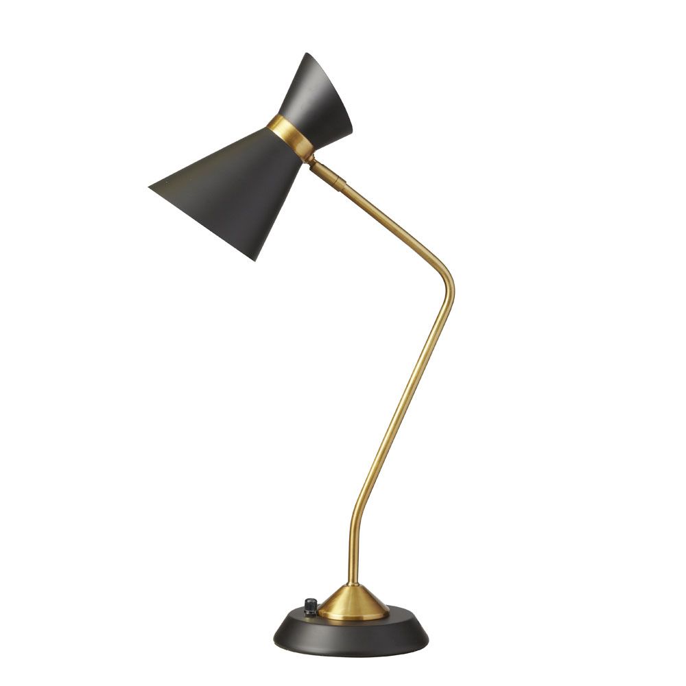 Dainolite 1679T-BK-VB Mid Century Modern 1 Light Table Lamp - Matte Black/Vintage Bronze