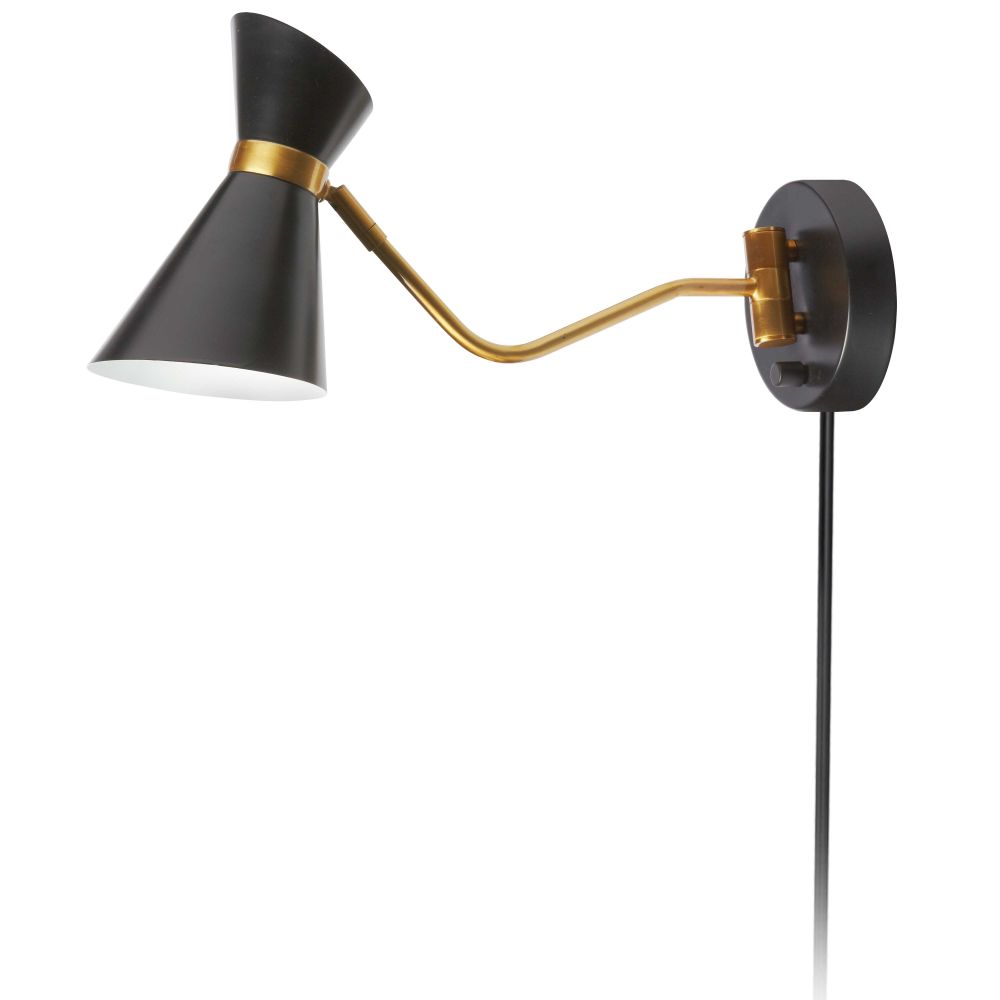 Dainolite 1681W-BK-VB Cameron 1 Light Swing Arm Lamp - Black/Vintage Bronze Finish
