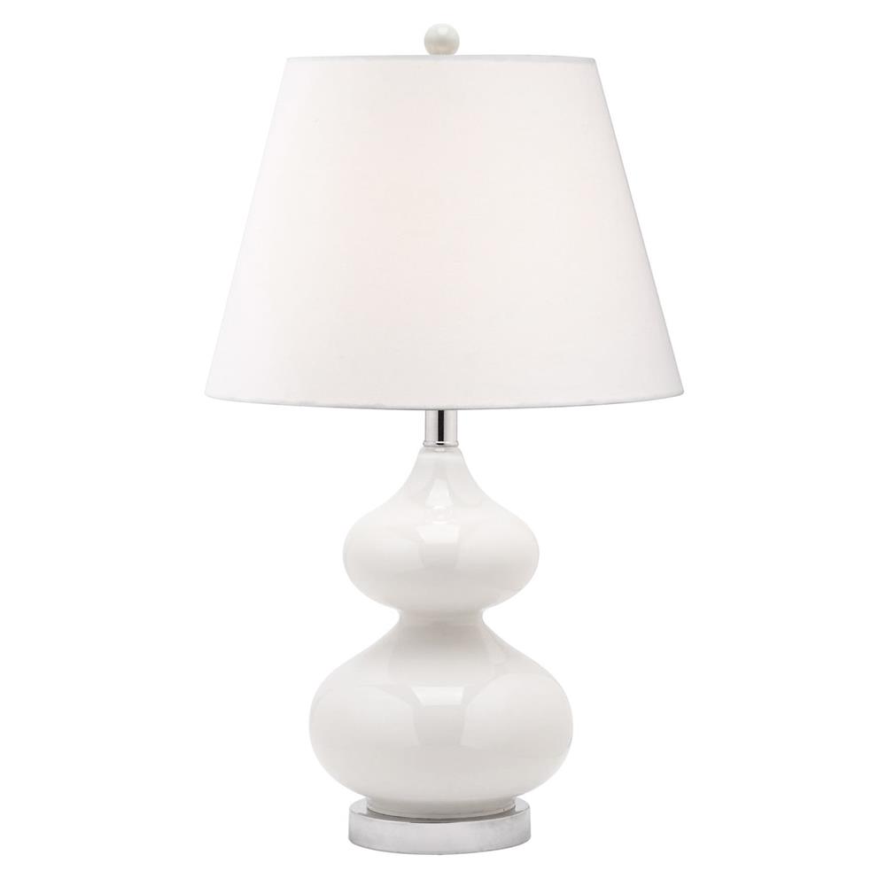 Dainolite 180T-WH 1 Light Incandescent Table Lamp White Glass Finish with White Shade