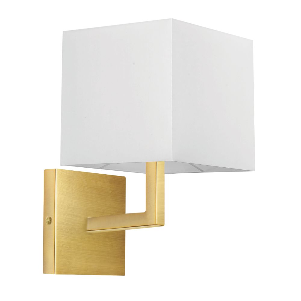 Dainolite 77-1W-AGB-WH Lucas 1 Light Wall Sconce - Aged Brass - White Shade