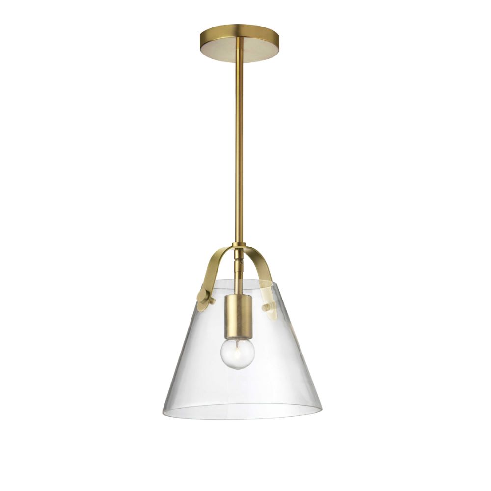 Dainolite 871-91P-AGB Polly 1 Light Pendant - Small - Aged Brass - Clear Glass