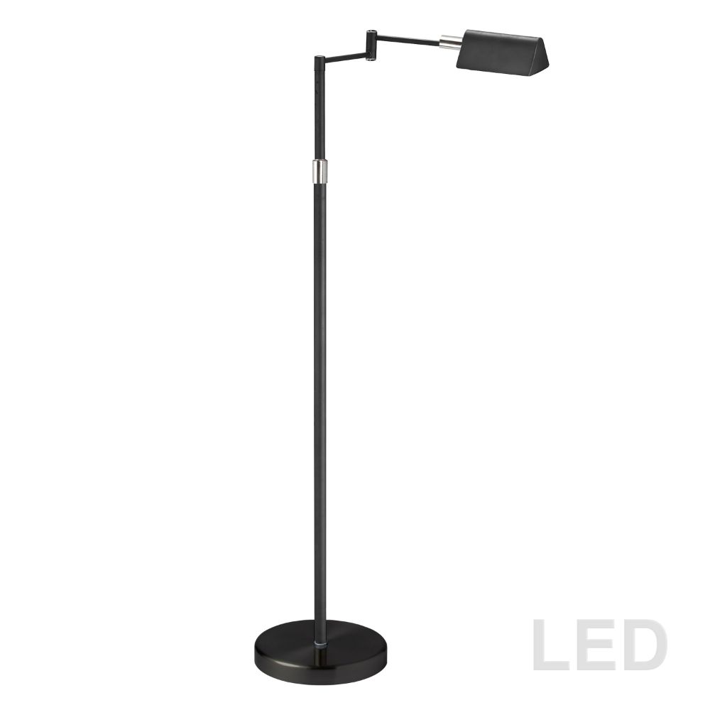 Dainolite 9257LEDF-BK LED Swing Arm Floor Lamp - 9W - Black Finish