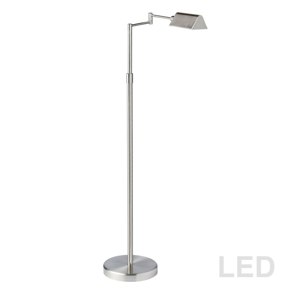 Dainolite 9257LEDF-SN 9W LED Swing Arm Floor Lamp, Satin Nickel Finish