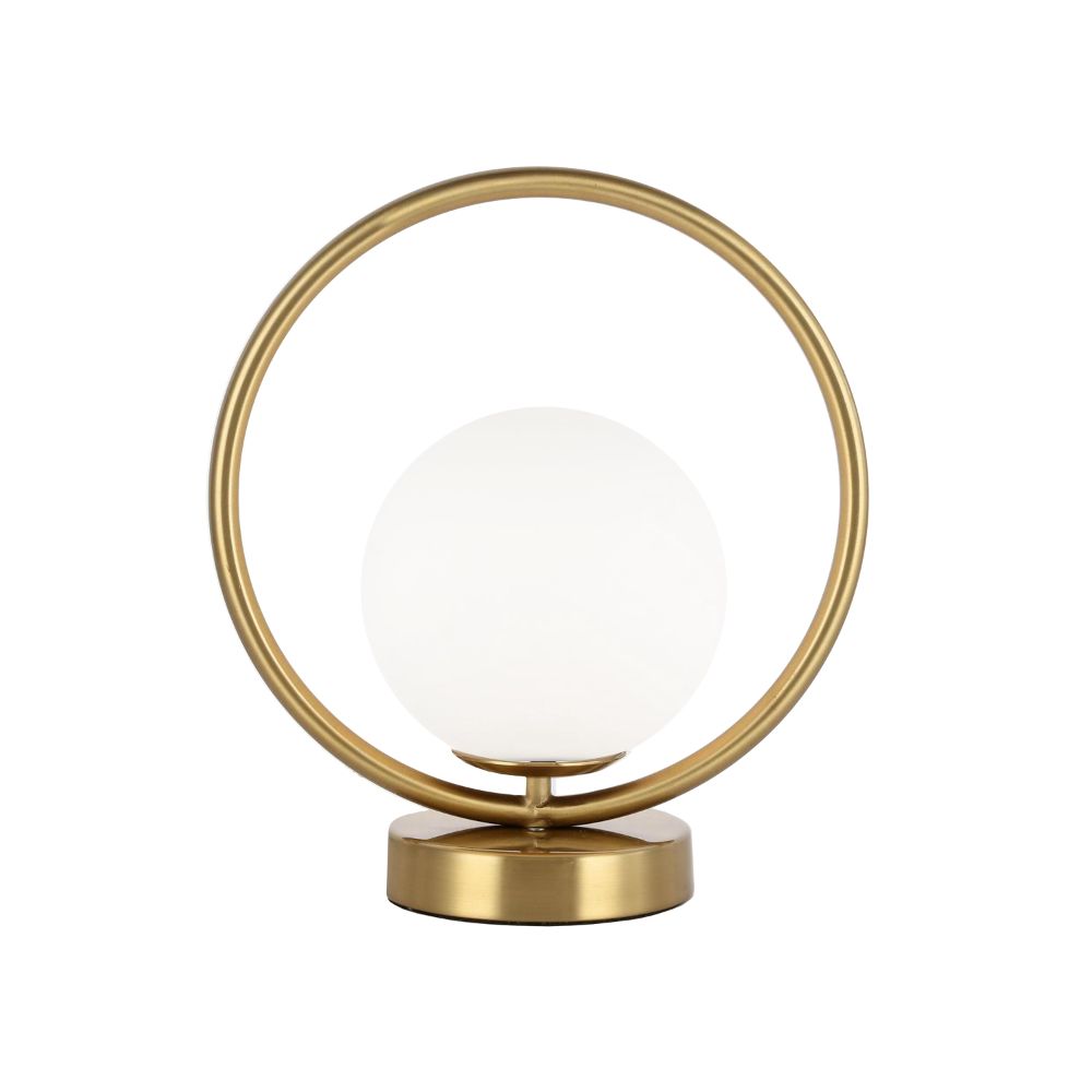 Dainolite ADR-101T-AGB Adrienna 1 Light Halogen Table Lamp Aged Brass Finish with White Glass