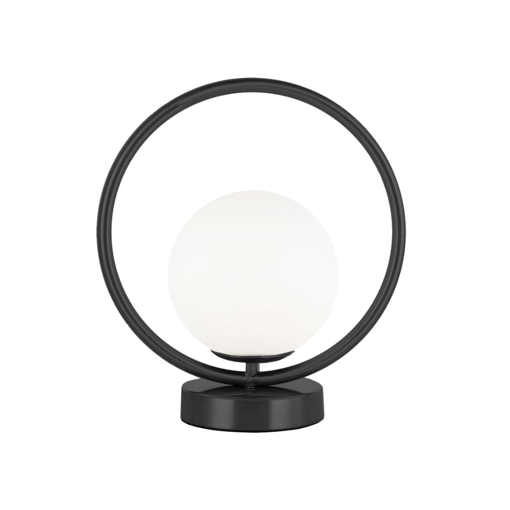 Dainolite ADR-101T-MB Adrienna 1 Light Table Lamp - Matte Black Finish - White Opal Glass