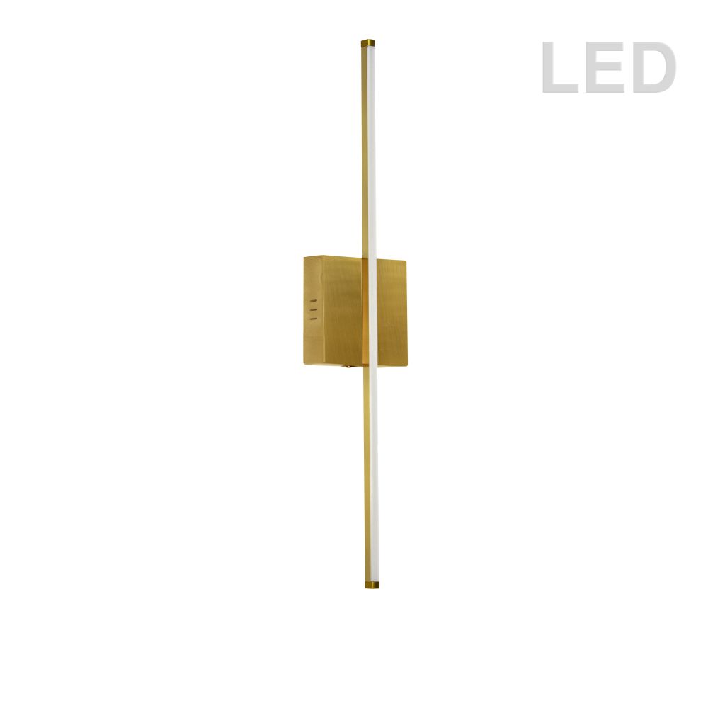 Dainolite ARY-2519LEDW-AGB Array LED Wall Sconce - Vertical - 19W - Aged Brass - White Acrylic Diffuser