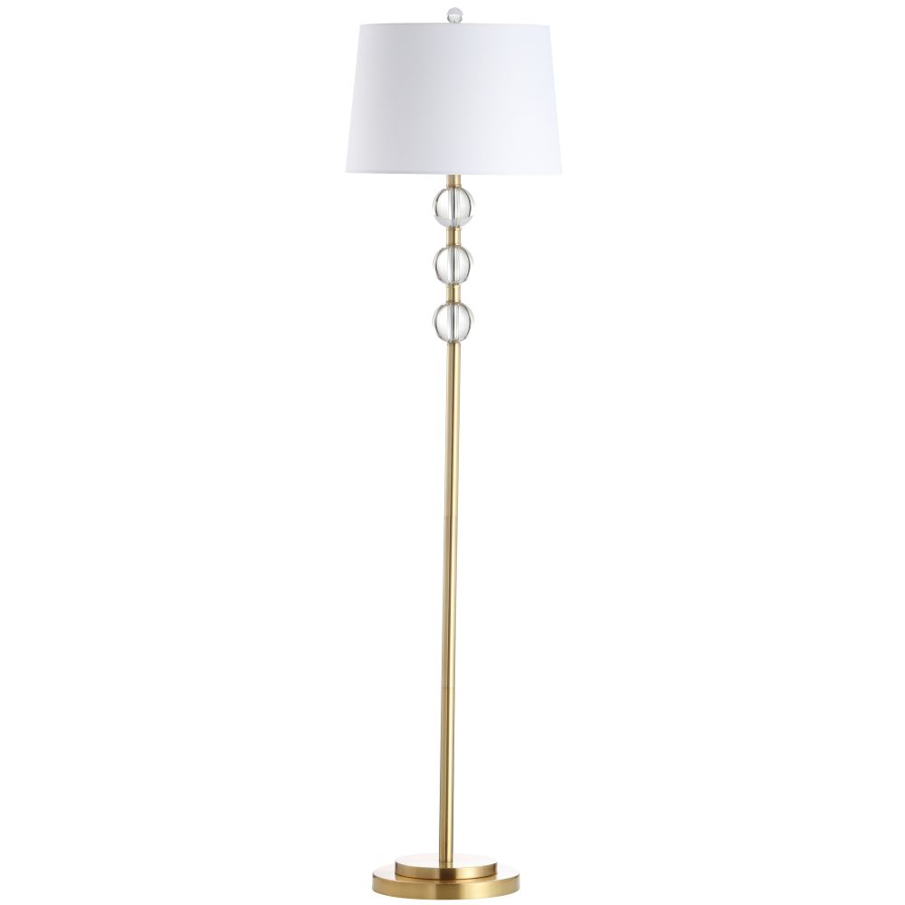 Dainolite C182F-AGB Rose 1 Light Incandescent Crystal Floor Lamp, Aged Brass with White Shade
