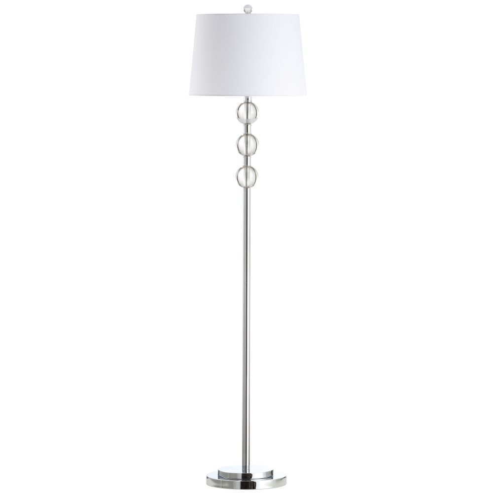 Dainolite C182F-PC Rose 1 Light Incandescent Crystal Floor Lamp, Polished Chrome with White Shade