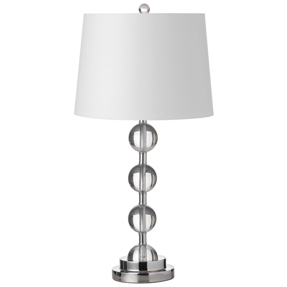 Dainolite C182T-PC 1 Light Incandescent Crystal Table Lamp Polished Chrome Finish with White Shade