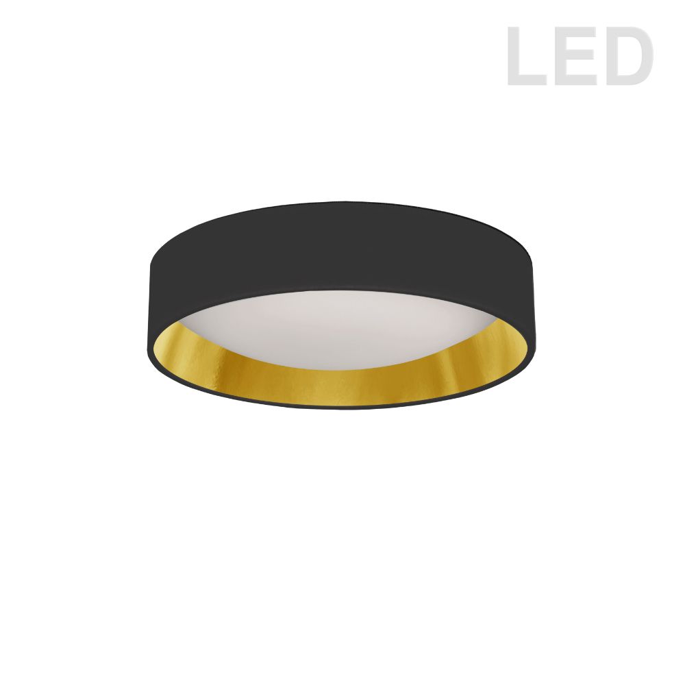 Dainolite CFLD-1114-698 CFLD LED Flush Mount - 11" - Satin Chrome - Black/Gold Shade