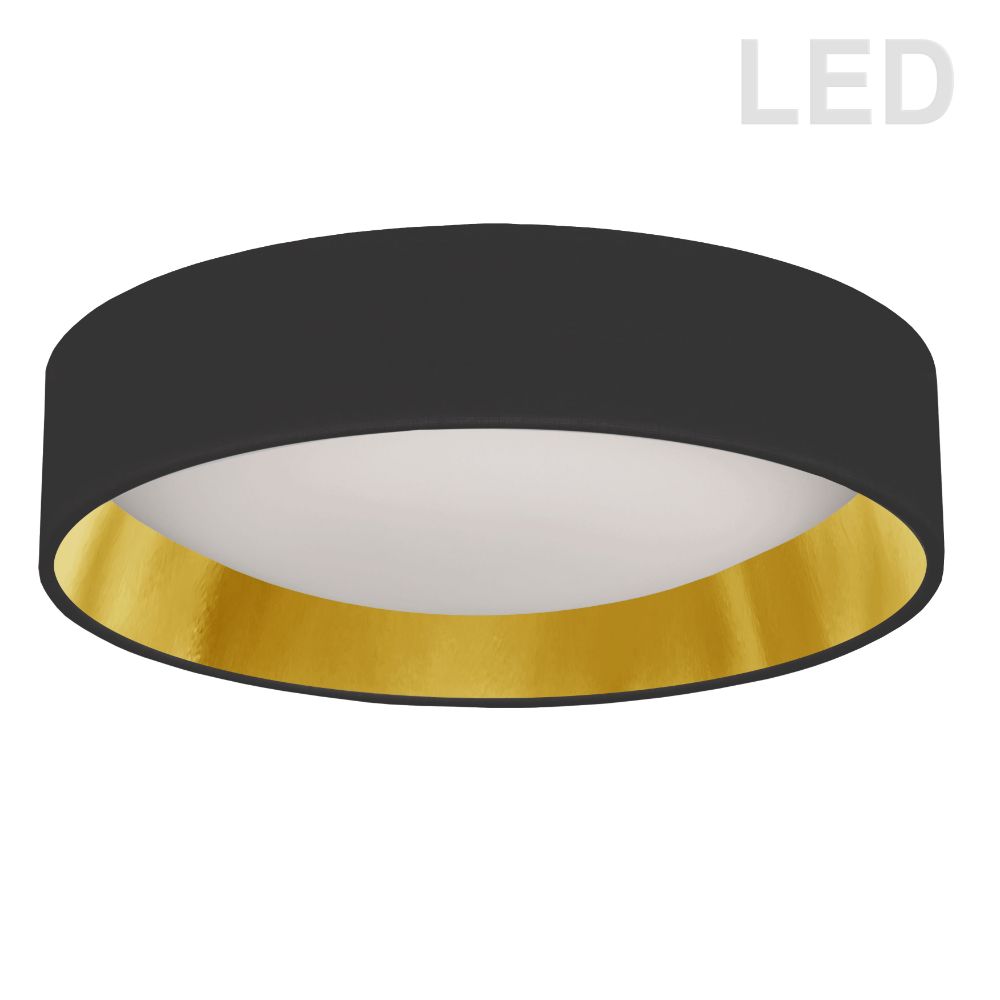 Dainolite CFLD-1522-698 CFLD LED Flush Mount - 15" - Satin Chrome - Black/Gold Shade