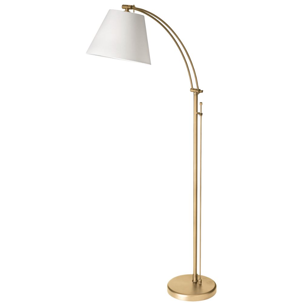 Dainolite DM2578-F-AGB Felix 1 Light Adjustable Floor Lamp - Aged Brass - White Shade