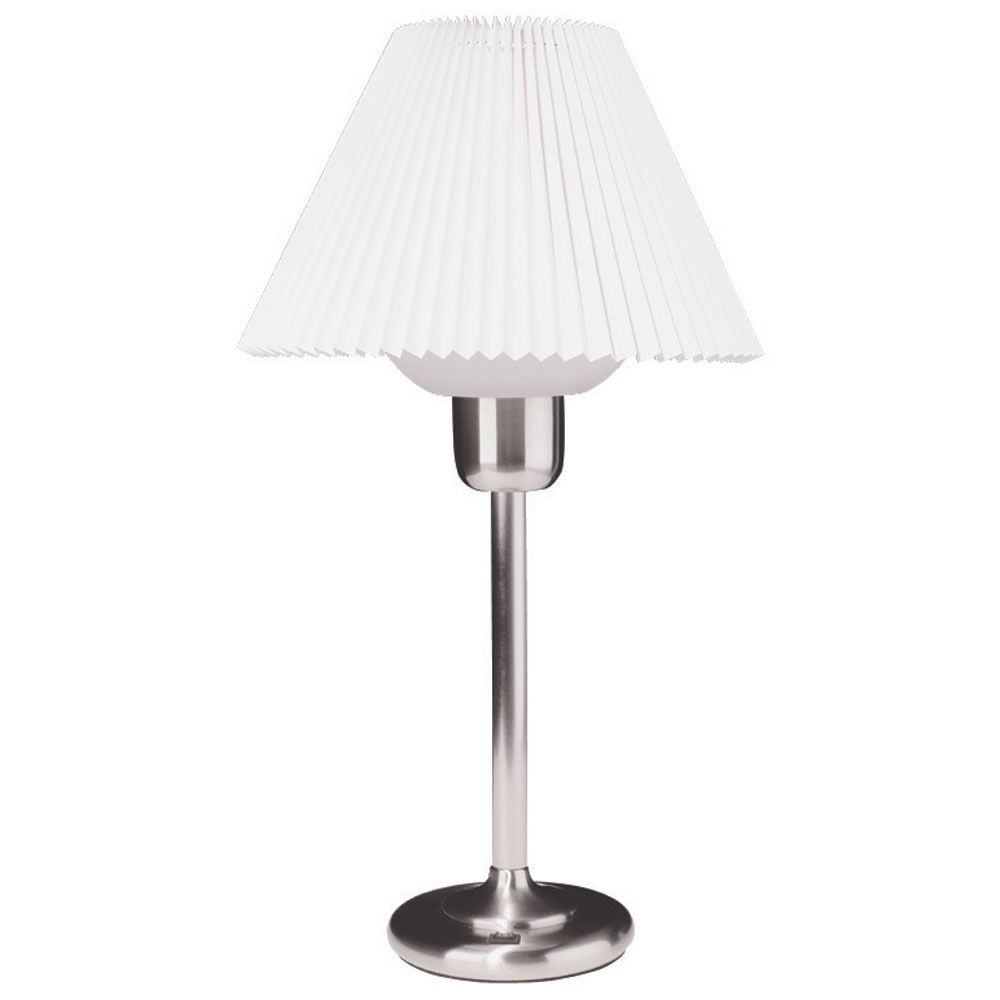Dainolite DM980-SC Traditional 1 Light Table Lamp - 200W Bulb - Satin Chrome Finish - White Shade