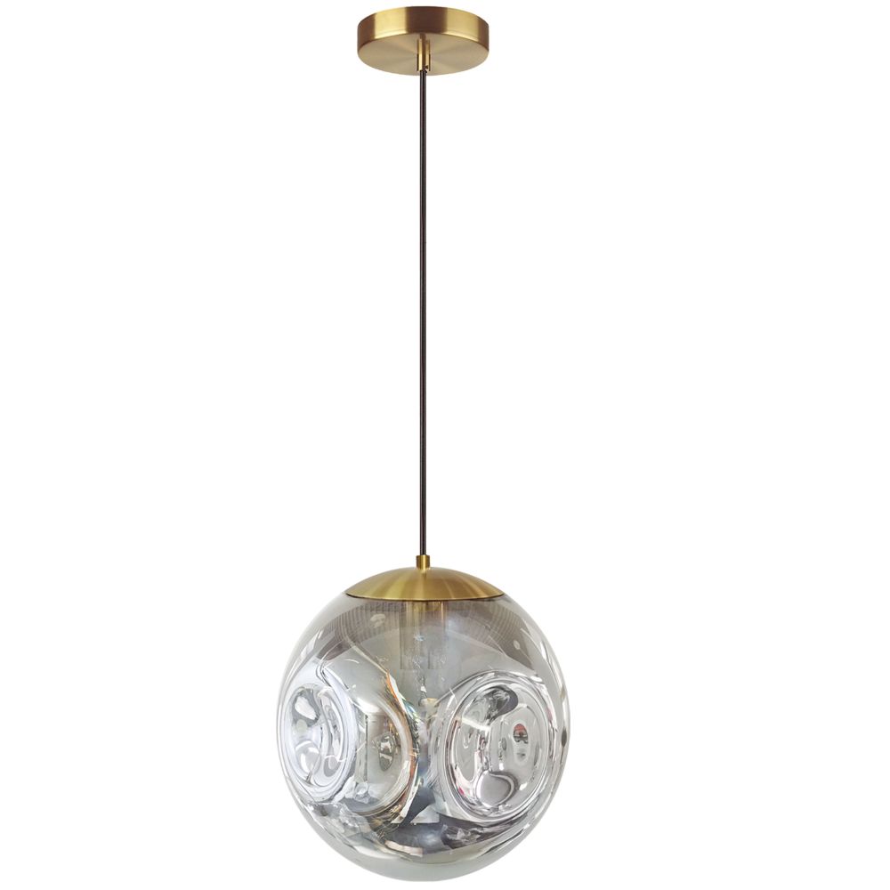 Dainolite ERS-101P-AGB-SM Eris 1 Light Incandescent Pendant, Aged Brass Finish with Smoked Glass