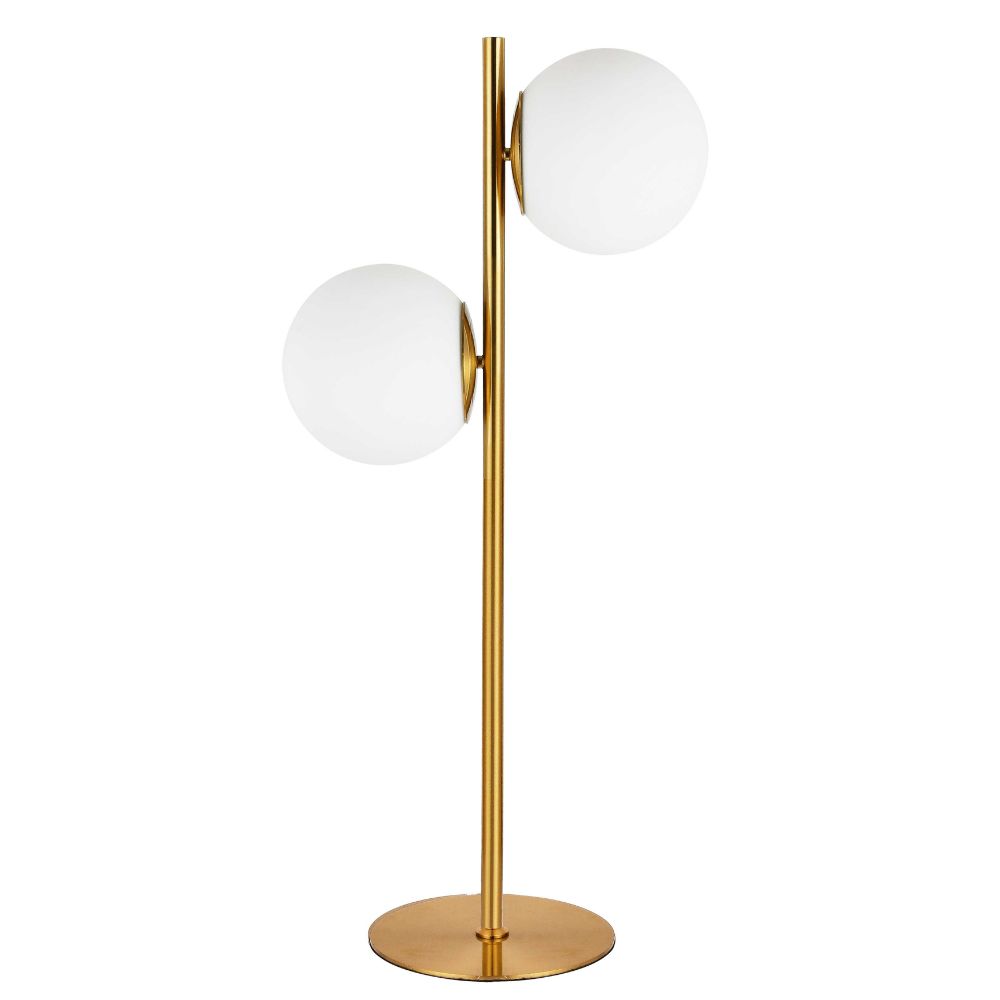Dainolite FOL-222T-AGB Folgar 2 Light Table Lamp - Aged Brass Finish - White Glass