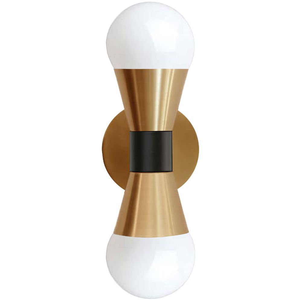 Dainolite FOR-72W-AGB-MB Fortuna 2 Light Wall Sconce - Aged Brass & Matte Black